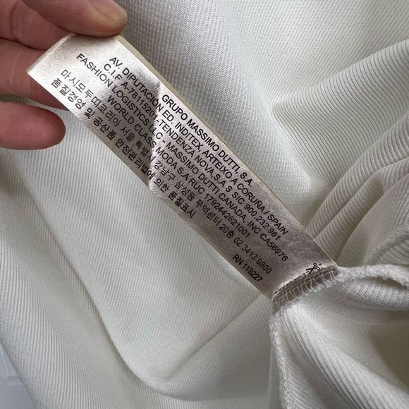 Massimo Dutti White Dolman Sleeve Keyhole Back Ribbed Shift Dress Size XS - Picture 5 of 15